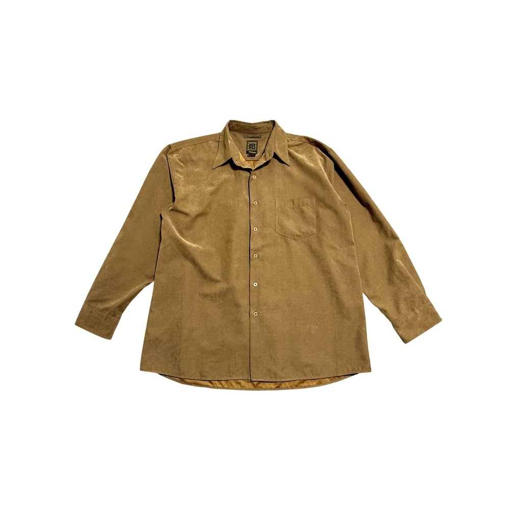 Bruno B Shirt Mens XL Brown Sueded Microfiber‎ Long Sleeve Button Front Casual